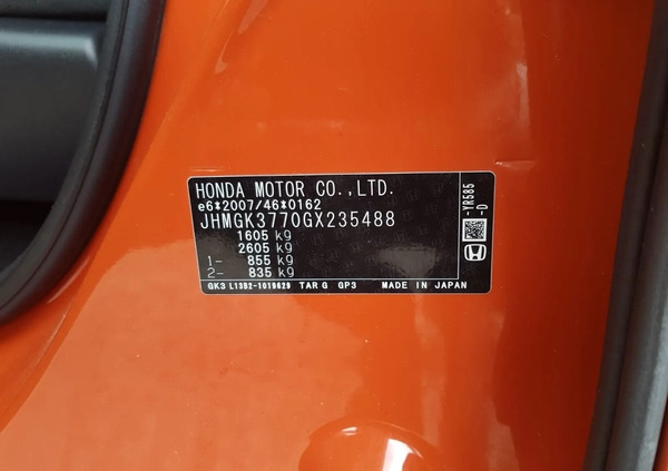 Honda Jazz cena 55900 przebieg: 92000, rok produkcji 2016 z Goleniów małe 704